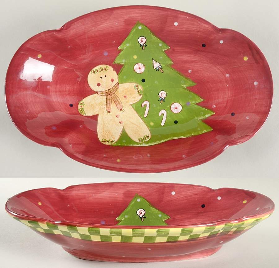 Christmas Treat 13" Oval Vegetable Bowl by Laurie Gates-1