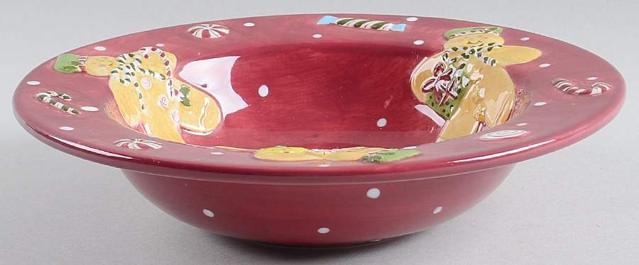 Christmas Treat Large Rim Soup Bowl by Laurie Gates-1
