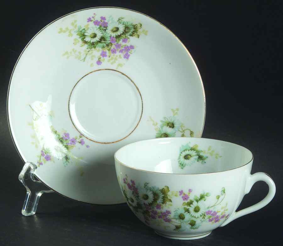 802-1 (smooth) Flat Cup & Saucer Set by Lazarus Straus & Sons-1