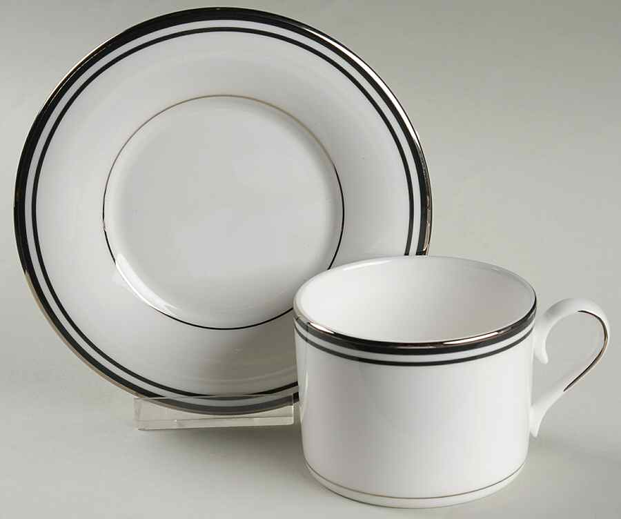 Federal Platinum Black Flat Cup & Saucer Set by Lenox-1