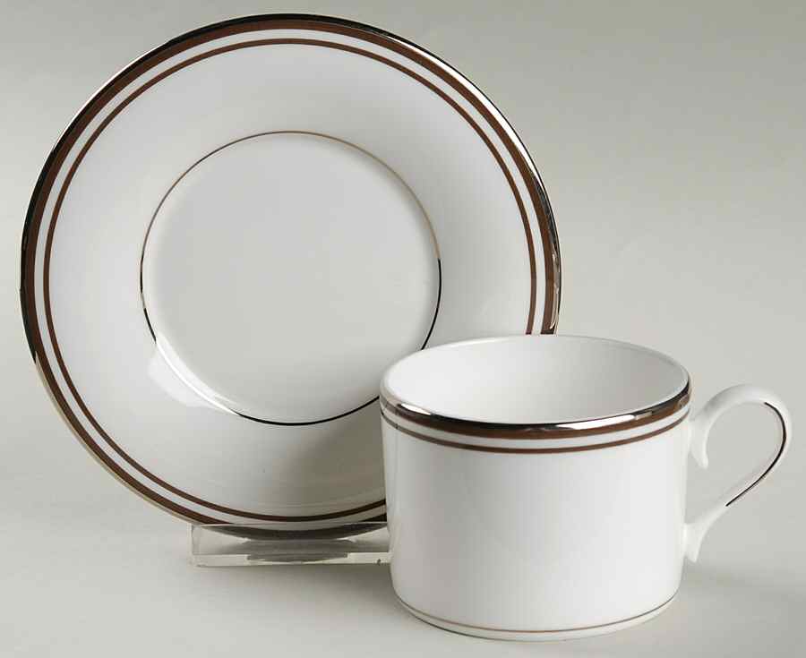 Federal Platinum Chocolate Flat Cup & Saucer Set by Lenox-1