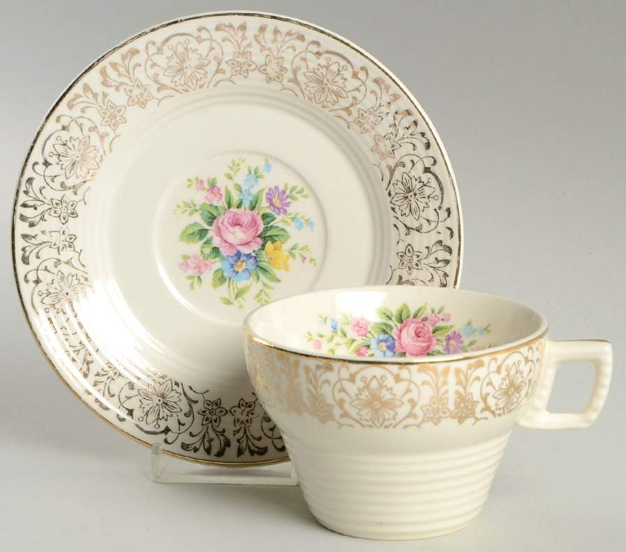 Rosalie Flat Cup & Saucer Set by Limoges-American-1
