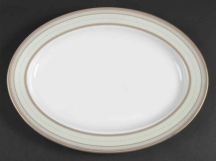 Silk Ribbon Celadon 15" Oval Serving Platter by Ralph Lauren China-1