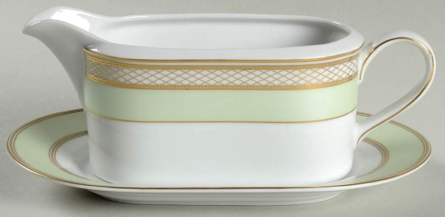 Silk Ribbon Celadon Gravy Boat & Underplate by Ralph Lauren China-1