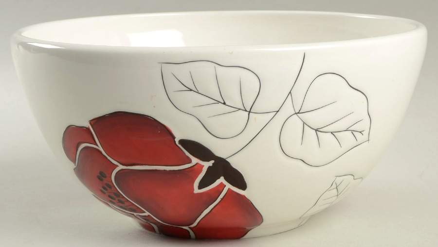 Anna Bloom Red 9" Round Serving Bowl by Laurie Gates-1