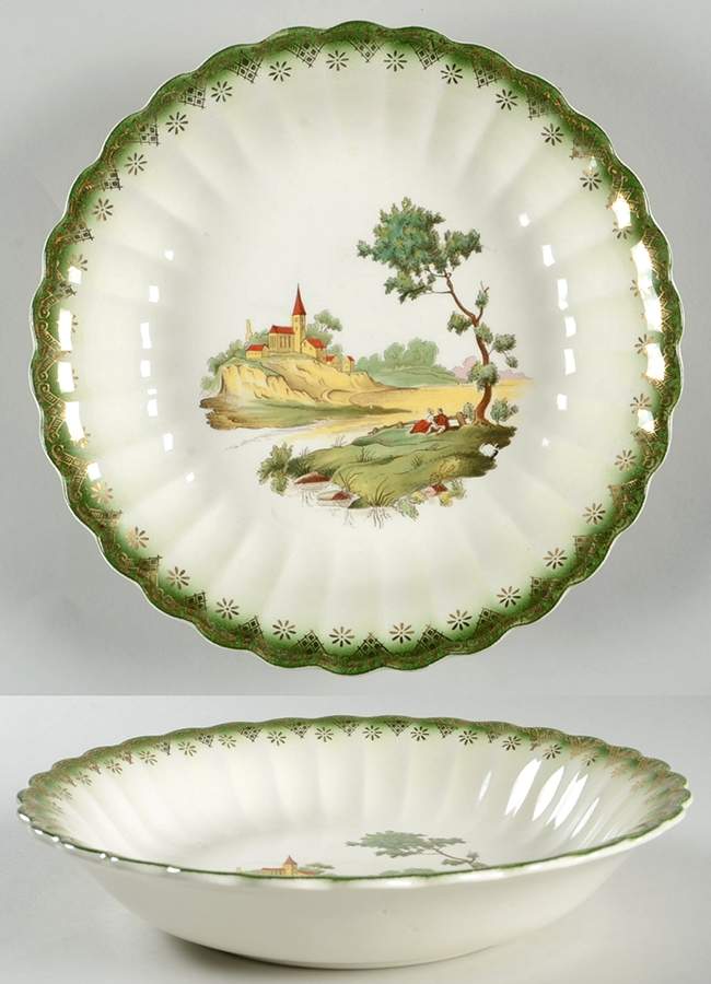 Chateau France Mandarin Green (Fil KS220) Coupe Soup Bowl by Limoges-American-1