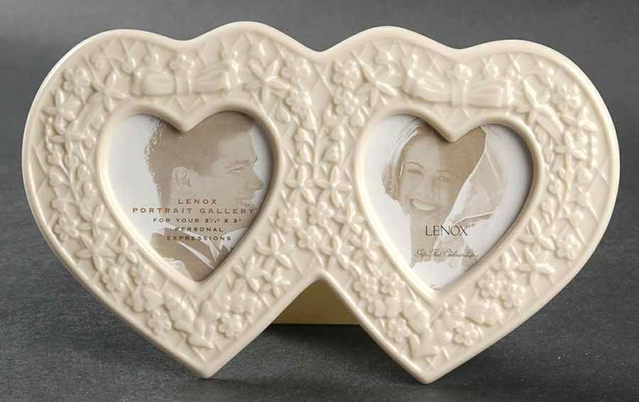 Portrait Gallery (All Occasion) Double Heart Shaped Frame-Holds 2 1/2" X 3" by Lenox-1
