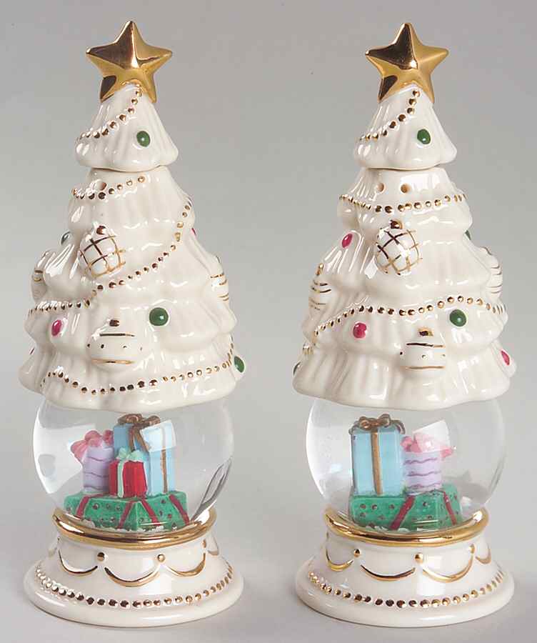 Festive Holidays Snow Globe Salt & Pepper Set w/Lids by Lenox-1