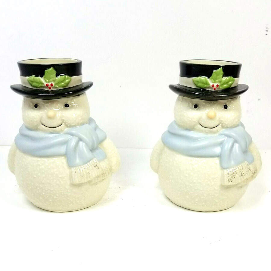 Snowman Christmas Collection Figural Candlestick - Set of 2 by Lenox-1