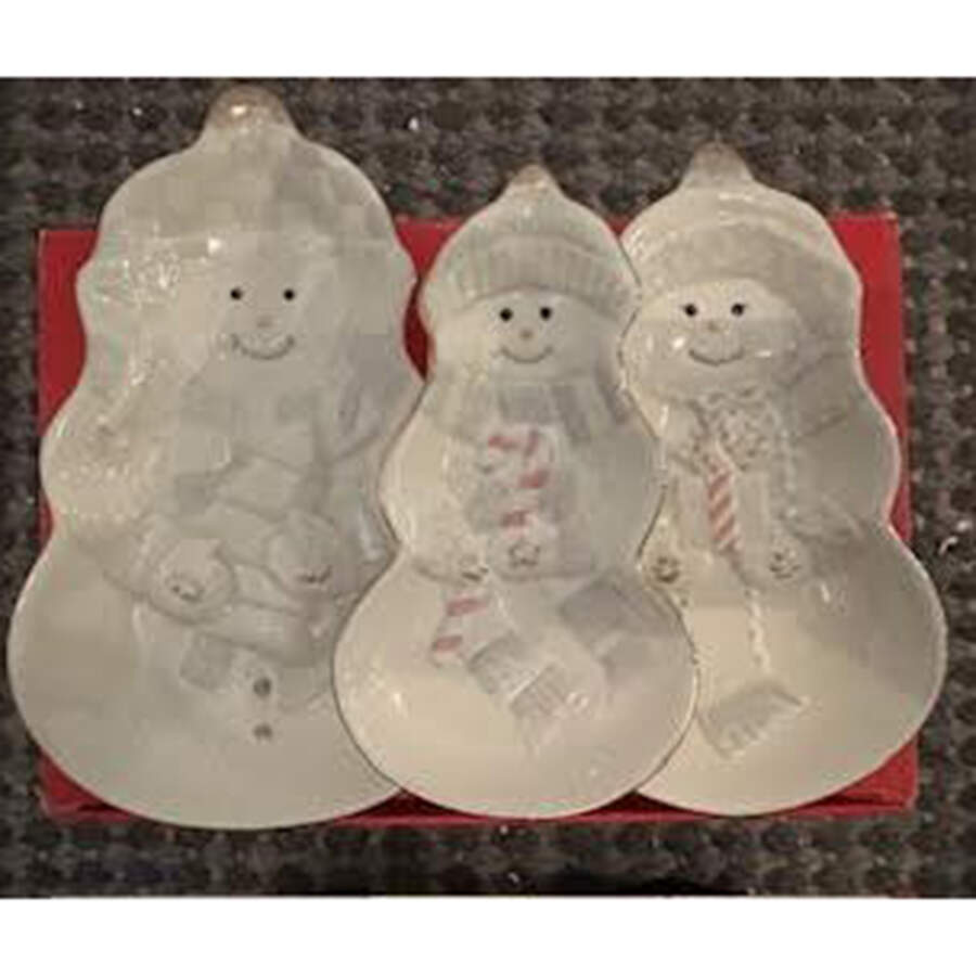 Snowman Christmas Collection Set of 3 Figural Candy Dishes by Lenox-1