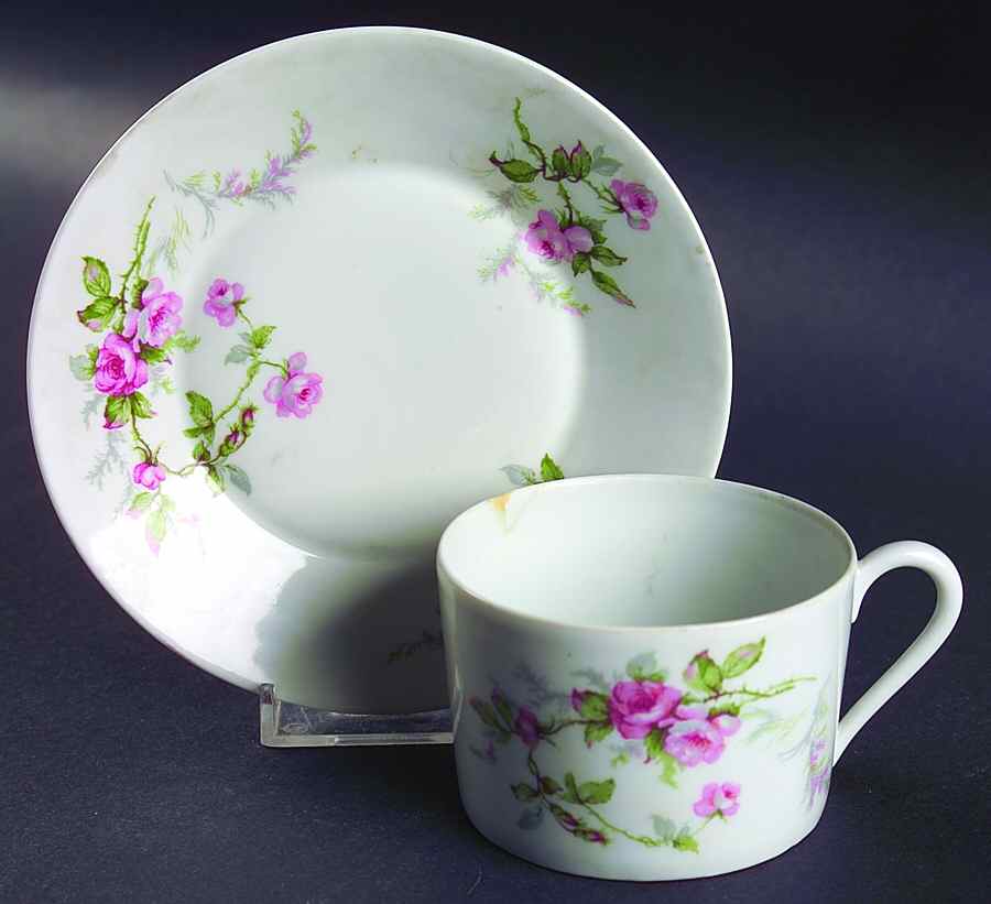 LIM458 Flat Cup & Saucer Set by Limoges-French-1