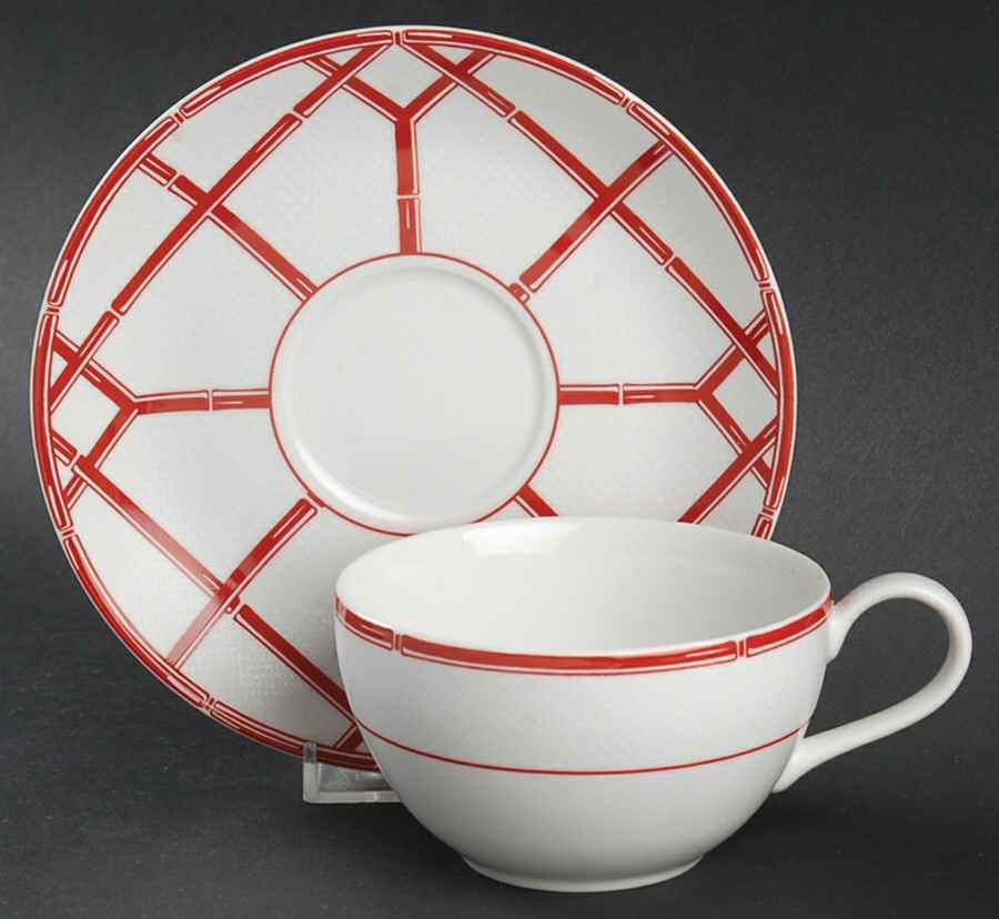Red Pagoda Flat Cup & Saucer Set by Ralph Lauren China-1