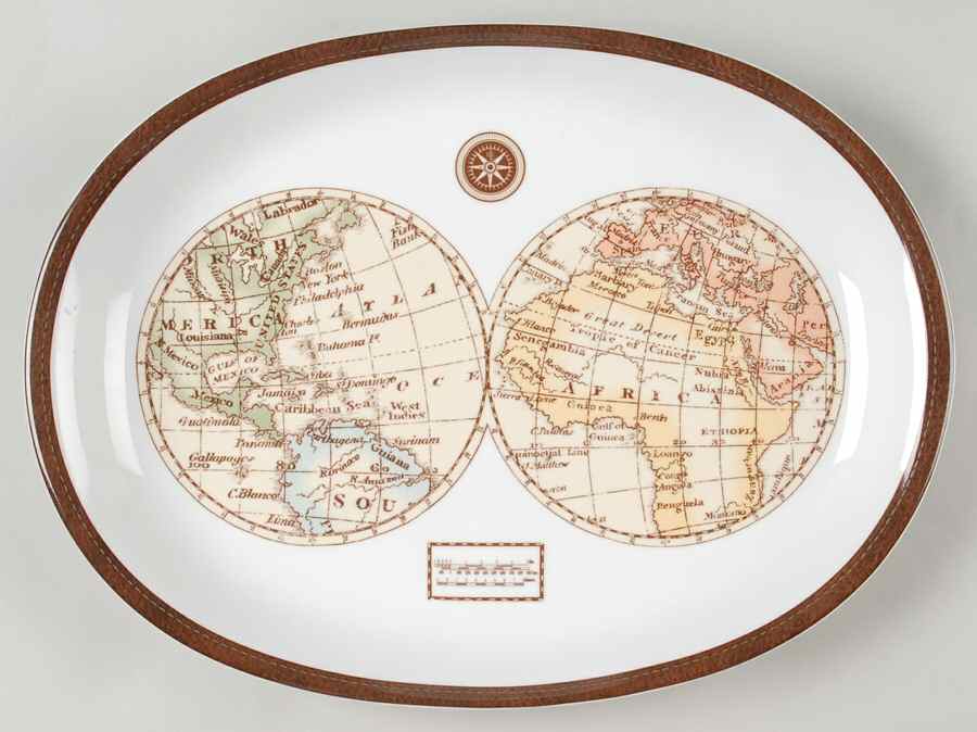 Haswell Map 14" Oval Serving Platter by Ralph Lauren China-1