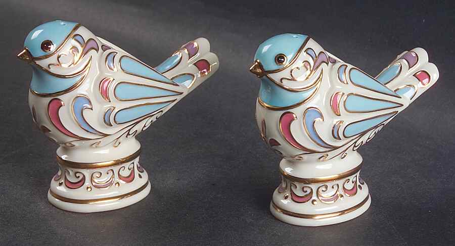 Color Fantasy Chickadee Figural Salt & Pepper Set by Lenox-1