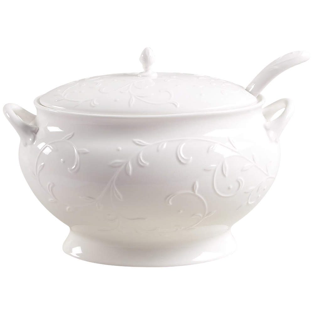 Opal Innocence Carved Oval Tureen & Lid w/Ladle & Underplate by Lenox-1