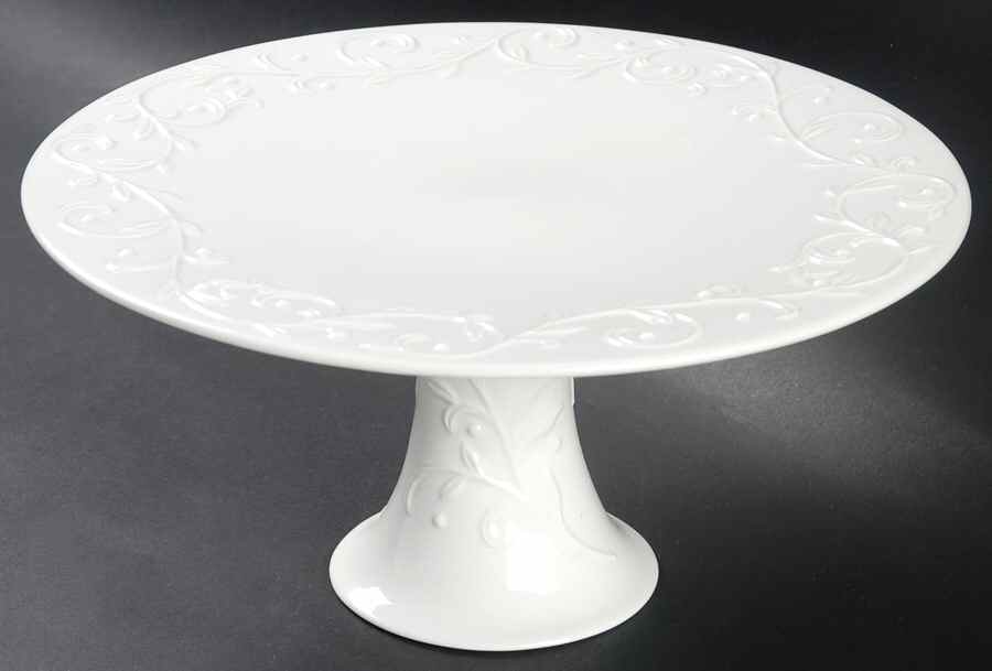 Opal Innocence Carved 9" Diameter Pedestal Cake Stand by Lenox-1