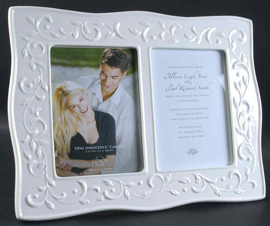 Opal Innocence Carved Invitation Frame (Holds a 5x7 Invitation & Photo) by Lenox-1