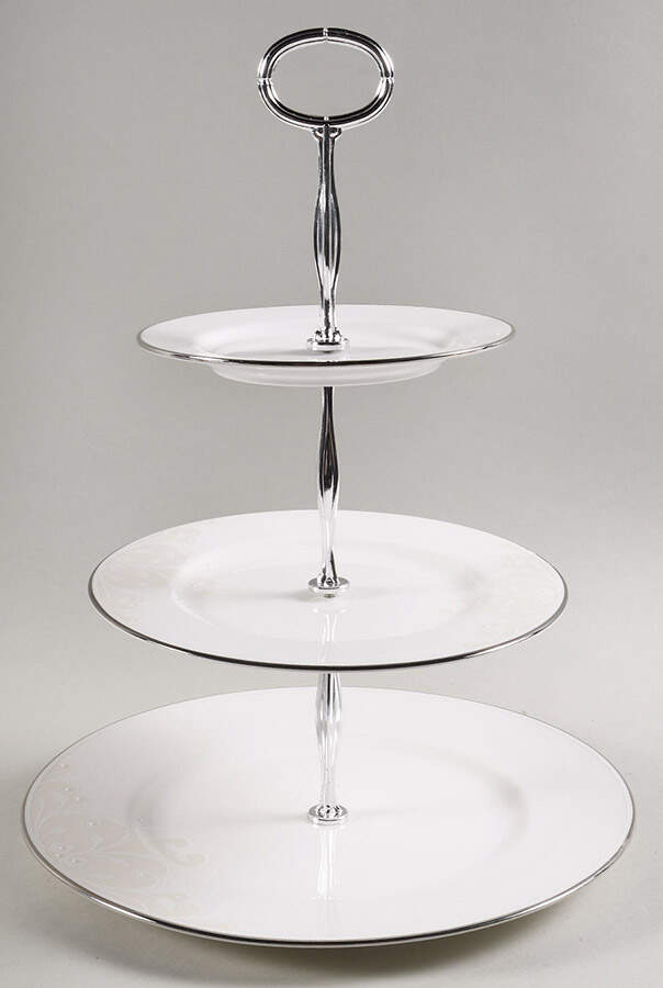 Opal Innocence Scroll 13 7/8"-14 1/4" 3-Tiered Serving Tray(DP,SP,BB) HC by Lenox-1