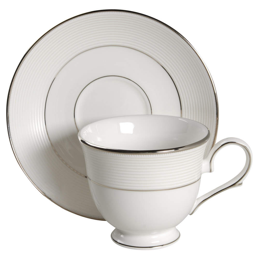 Opal Innocence Stripe Footed Cup & Saucer Set by Lenox-1