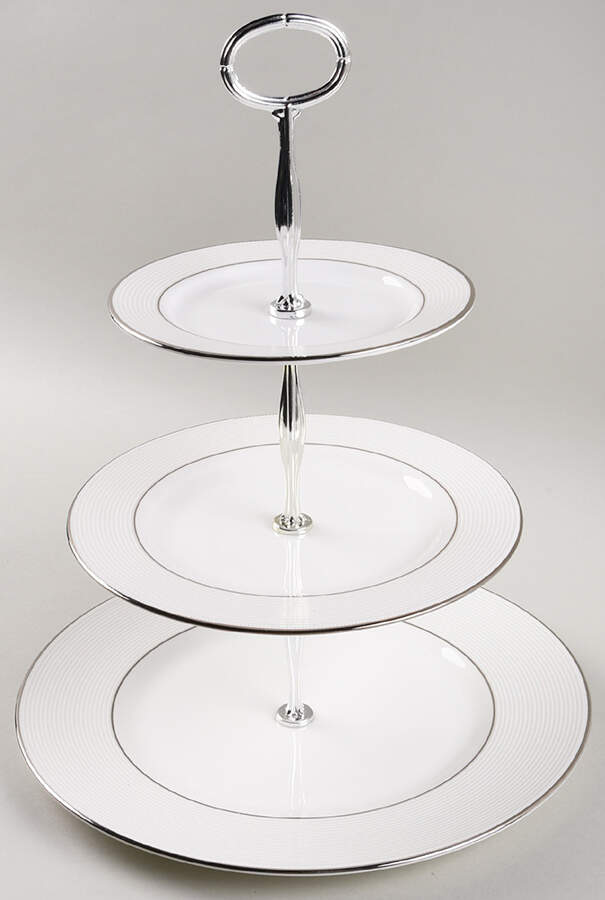 Opal Innocence Stripe 13 7/8"-14 1/4" 3-Tiered Serving Tray(DP,SP,BB) HC by Lenox-1