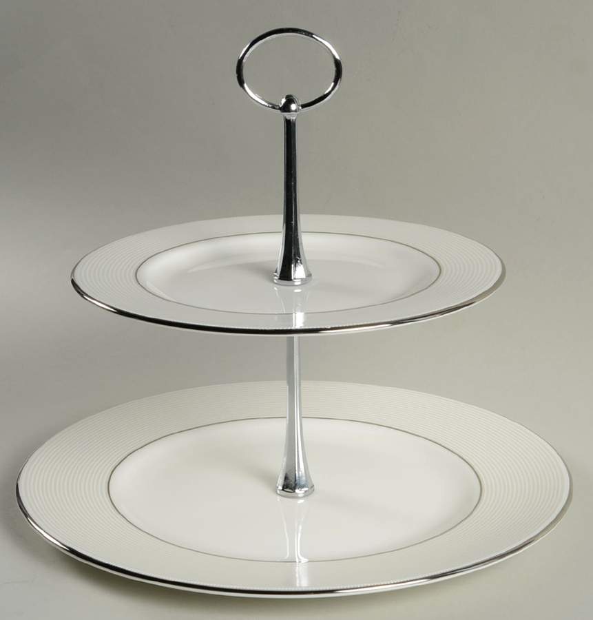 Opal Innocence Stripe 2 Tiered Serving Tray (Dinner & Salad Plate) by Lenox-1