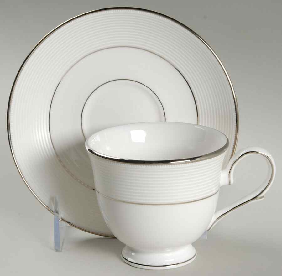 Opal Innocence Stripe Footed Cup & Saucer Set by Lenox-1
