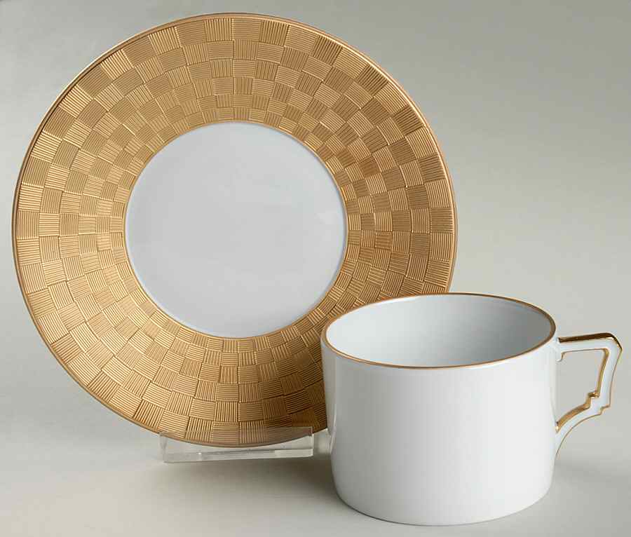 Byzanteum Gold Flat Cup & Saucer Set by L'Objet-1