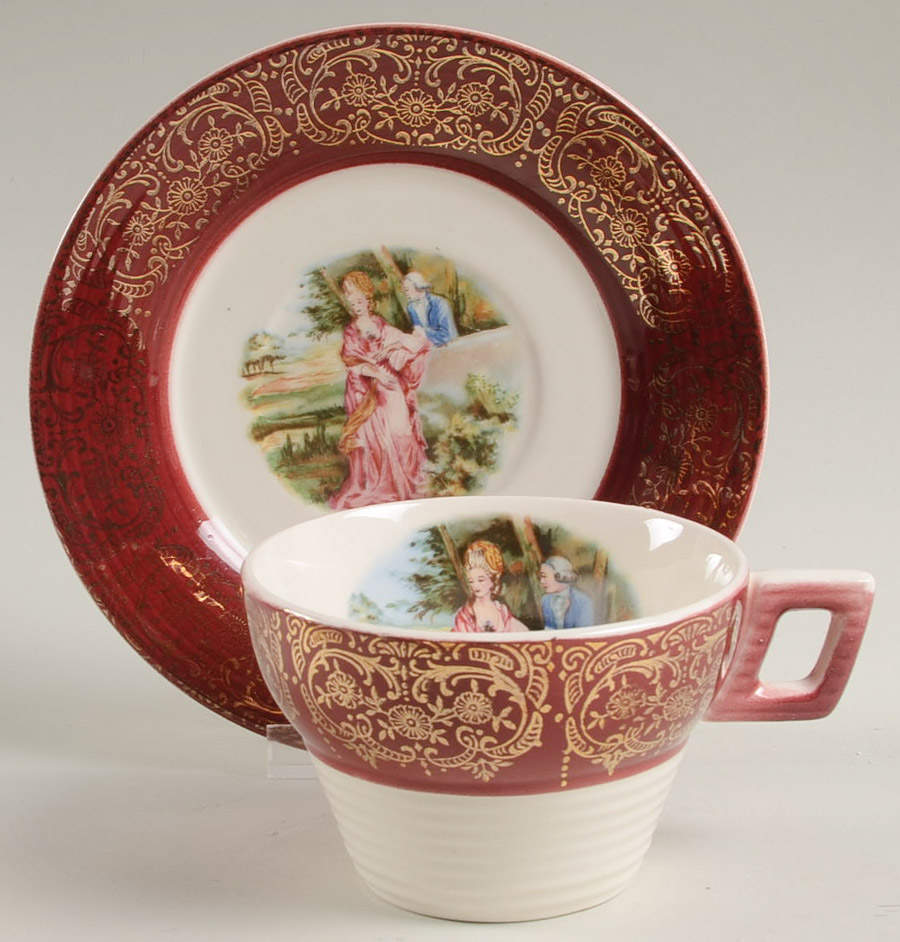 LIA143 Flat Cup & Saucer Set by Limoges-American-1