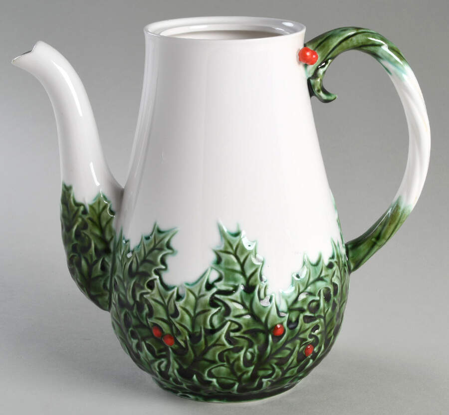 White Christmas Coffee Pot No Lid by Lefton-1