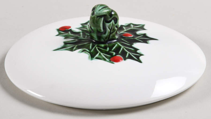 White Christmas Lid for Candy Box by Lefton-1