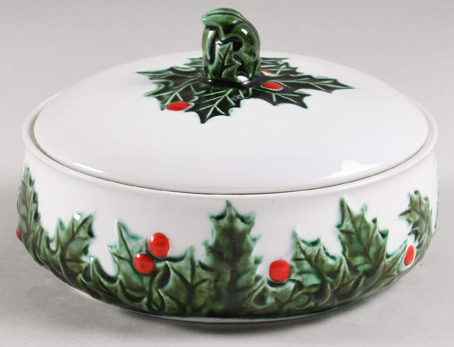 White Christmas Candy Box & Lid by Lefton-1