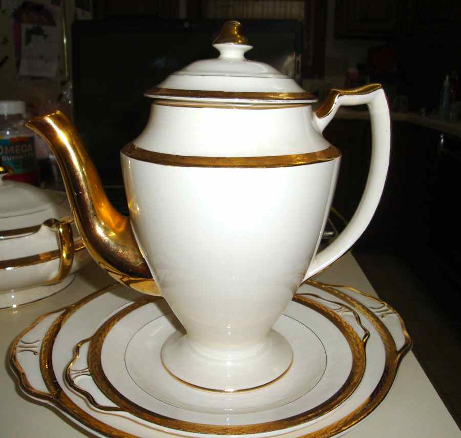 Etched Gold Coffee Pot & Lid by Limoges-American-1