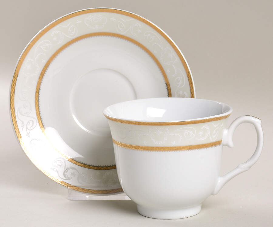 Amelia Footed Cup & Saucer Set by Lorren Home Trends-1