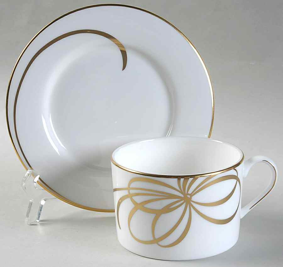 Belle Boulevard Gold Flat Cup & Saucer Set by Lenox-1