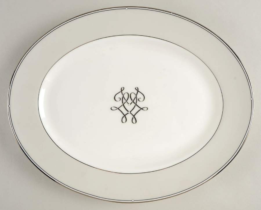 Scripted Platinum 13" Oval Serving Platter by Lenox-1