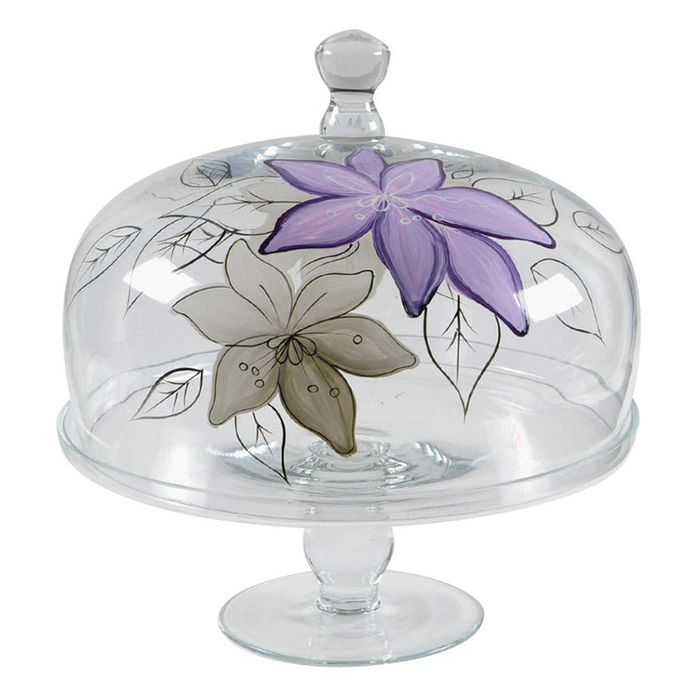 Anna Plum Glassware Cake Stand with Dome by Laurie Gates-1