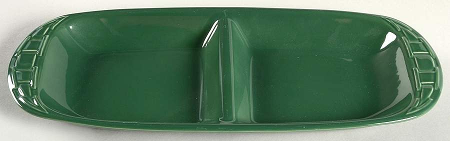 Woven Traditions Ivy Green 15" Oval Divided Vegetable Bowl by Longaberger-1