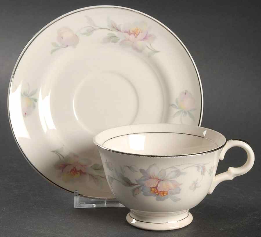 Silver Moon Footed Cup & Saucer Set by Limoges-American-1
