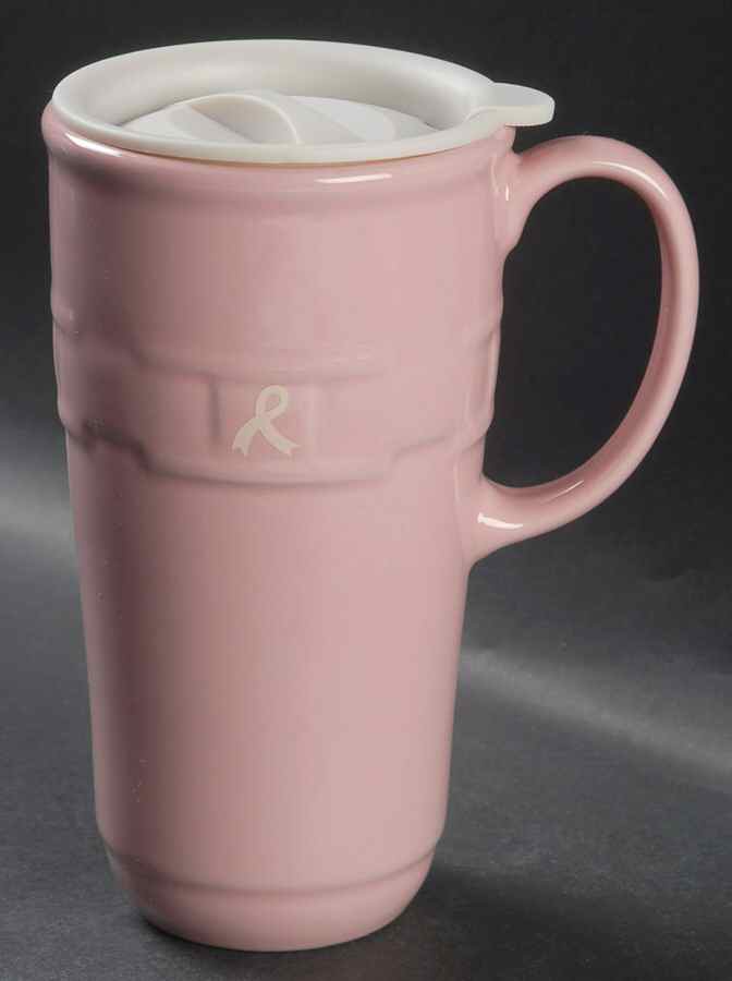 Woven Traditions Pink Travel Mug & Plastic Lid by Longaberger-1
