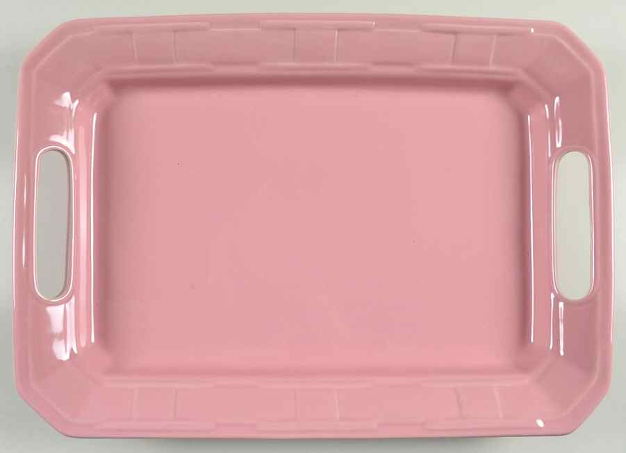 Woven Traditions Pink 17" Handled Tray by Longaberger-1