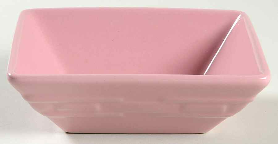 Woven Traditions Pink 5" Square Tasting Bowl & Ceramic Spoon by Longaberger-1