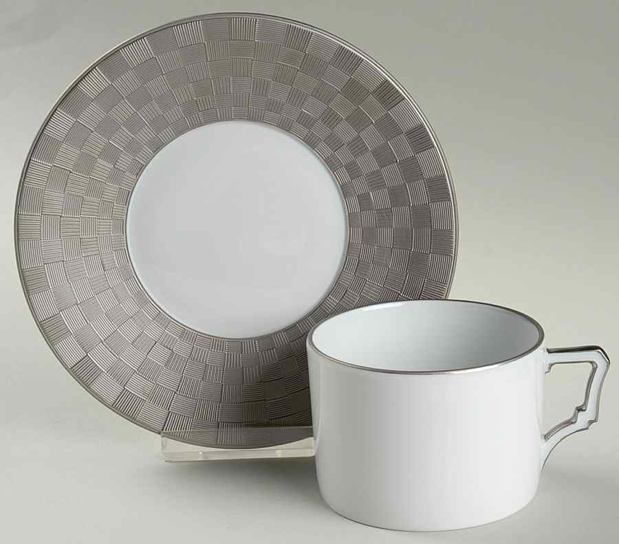 Byzanteum Platine (Platinum) Flat Cup & Saucer Set by L'Objet-1