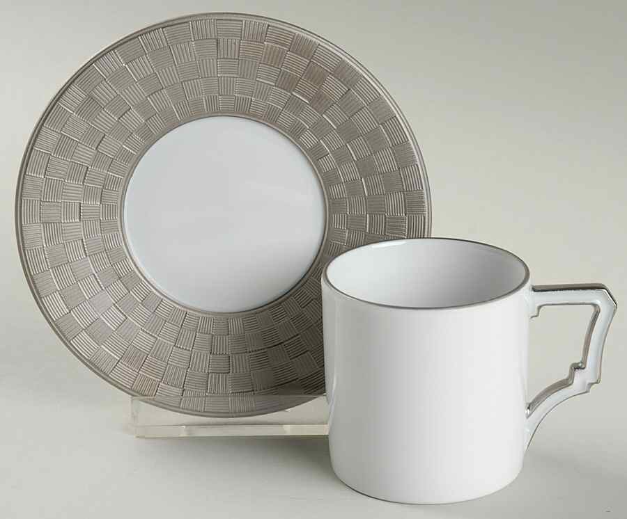 Byzanteum Platine (Platinum) Espresso Cup and Saucer Set by L'Objet-1