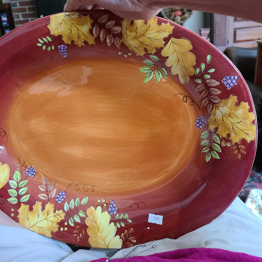 Fall Leaves 18" Oval Serving Platter by Laurie Gates-1