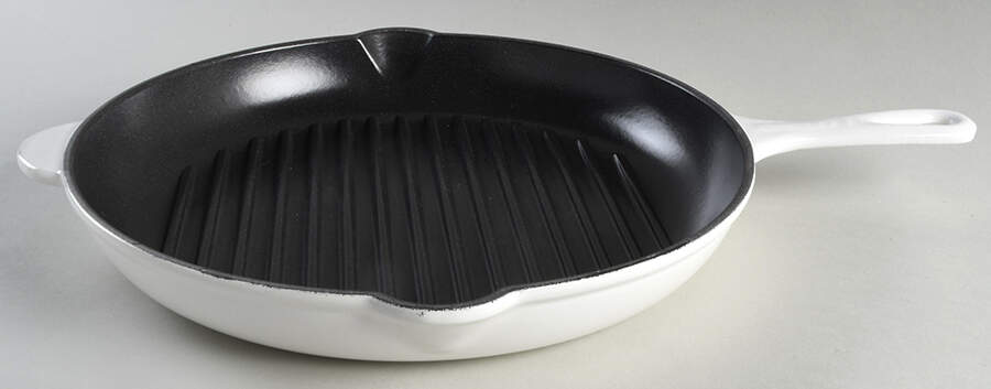 White 12" Cast Iron Open Grill Skillet by Le Creuset-1