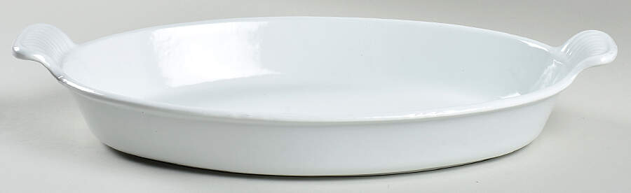White 14" Cast Iron Augratin by Le Creuset-1