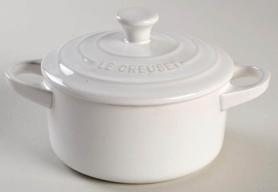 White 14 Oz Mini Round Cocotte & Lid by Le Creuset-1
