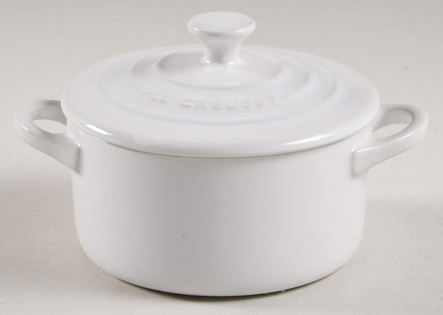 White 8 Oz Mini Round Cocotte & Lid by Le Creuset-1