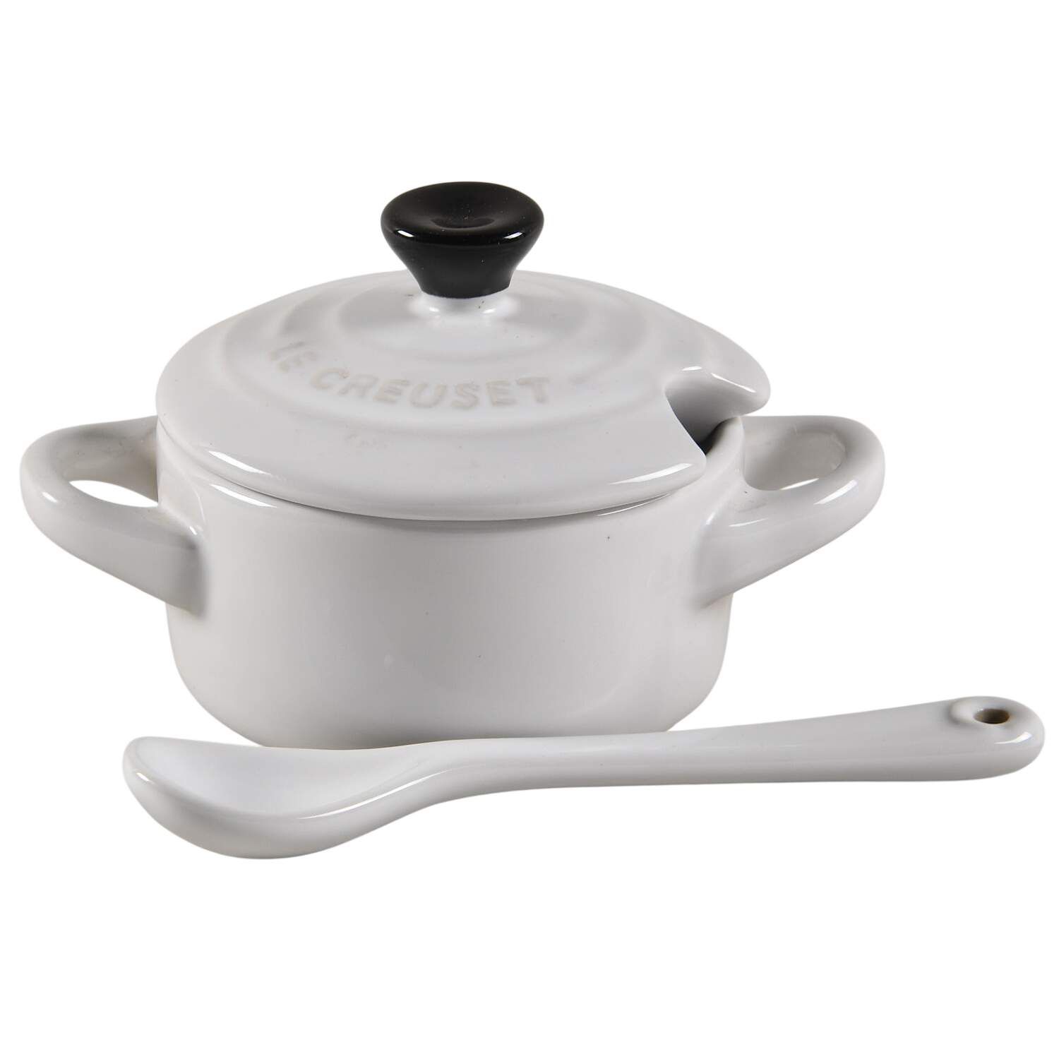 White Condiment Pot & Lid with Spoon by Le Creuset-1