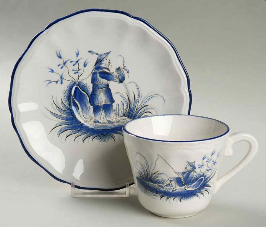 LUN32 Flat Cup & Saucer Set by Luneville-1